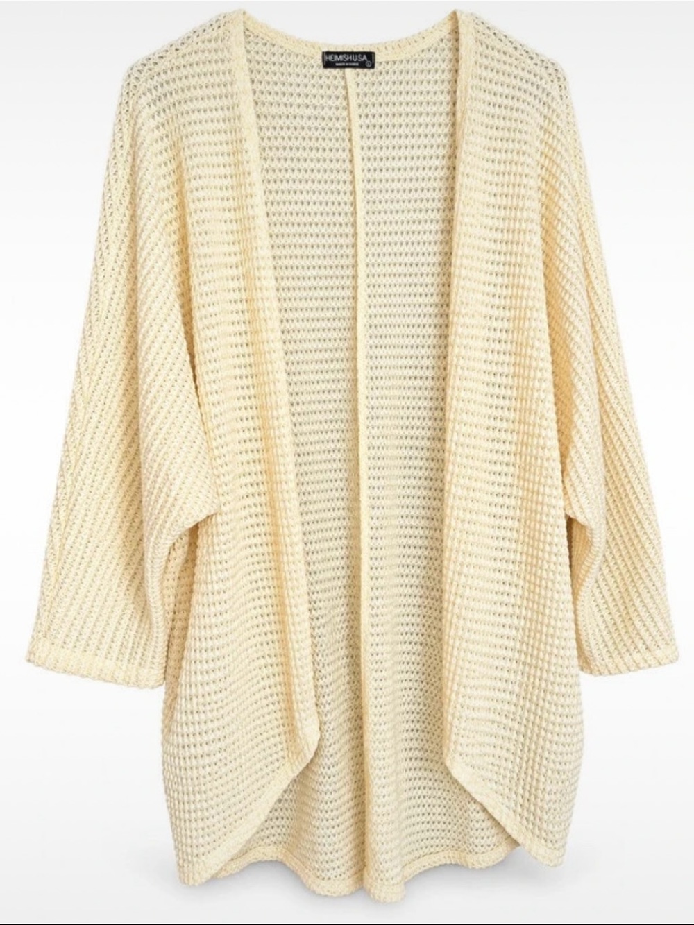 HEIMISH USA Yellow Open-Weave Waffle Cardigan